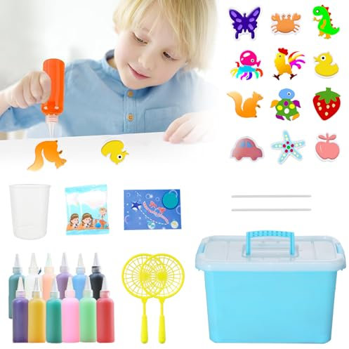 DAZZTIME Handgemachtes Wasserspielzeug Für Kinder,Magischer Wasserelfe,3D Aqua Gelz,12 Flaschen Farbgel, Je 60ml, 14 Formen,Mit Aufbewahrungsbox,Aqua Fairy Toy Set Für Jungen und Mädchen.