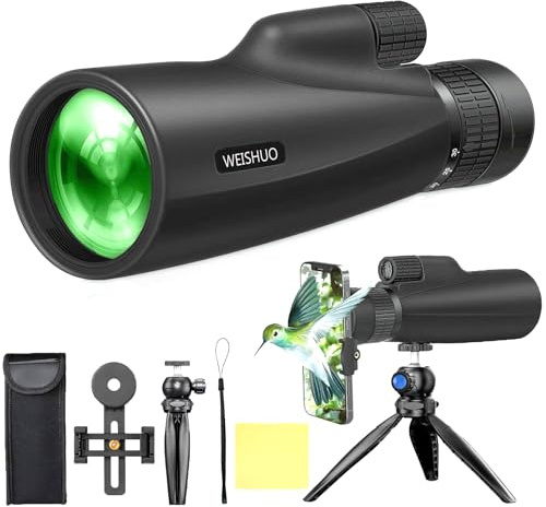 Monoculaire 10-30x50 Prisme BAK4 HD, Télescope Portable Étanche avec Trépied & Support Téléphone, Idéal pour Observation Oiseaux, Randonnée, Concert et Événements Sportifs