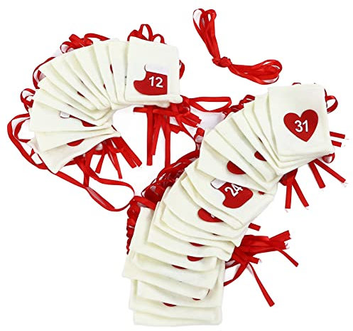 Weihnachts-Adventskalender, Weihnachts-Adventstaschen, Weihnachts-Adventskalender-Taschen, Taschen, 31 Tage, Zum Aufhängen, Weihnachts-Countdown, Filz-Adventskalender,