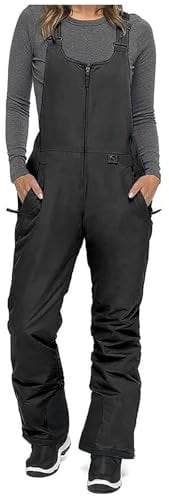 Pantaloni Sci Donna Termici Bretelle Regolabili, Salopette Neve Impermeabile Pantaloni Isolata, Invernali Pantaloni da Outdoor Arrampicata Escursionismo Caldo Pantaloni Softshell e Tasche Multiple