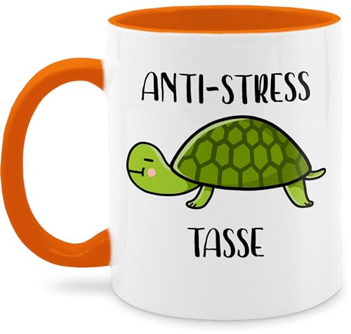 Tassen 325ml - Statement Sprüche - Anti Stress Tasse Schildkröte - 325 ml - Orange - antistresstasse spruchtasse sarkasmus turtle kaffeetasse kaffeebecher büro lustig spruchtassen spruch turtles