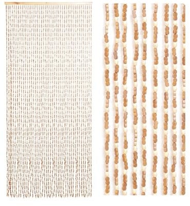 Ezcasch 90x200cm Bamboo Beaded Door Curtain - 45 Strands Bead Curtain for Doorway- Retro Handmade Natural Wood Curtain Fly Screens for Doors