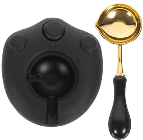 Scaldatore Ceralacca Elettrico a Zampa di Gatto, Nero | Kit Fusione Lacca Cucchiaio, Abs Ottone Rame, Leggero e Portatile per DIY