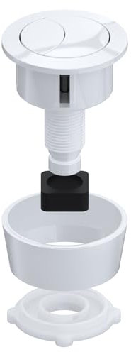 SPARES2GO Universal Toilet Cistern Dual Flush Push Button Kit for 20mm 40mm 50mm 60mm Lid Hole (Gloss White)