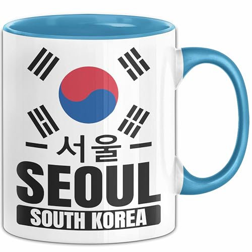 Seoul Tasse Geschenk Südkorea South Korea Kpop Kaffee-Tasse (Blau)