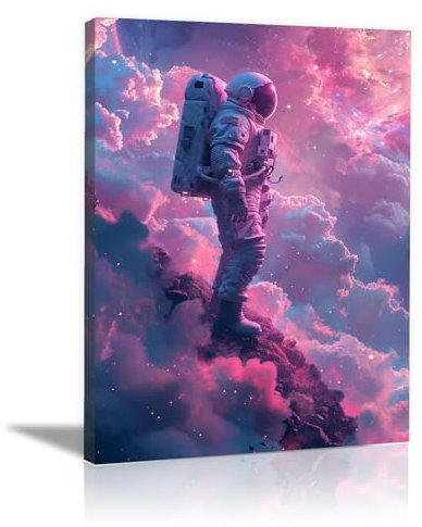 TZKRWRH Abstraktes Leinwand Bilder Kunstdrucke, Weltraum-Berg-Astronaut Wandbild Wohnzimmer Deko Kunst Modern Poster Kinderzimmer Deko Mädchen - 70x100cm Gerahmt