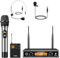 TONOR Sistema de micrófonos inalámbricos con micrófono inalámbrico UHF de mano/auriculares/solapa Lavalier, transmisor de cuerpo, receptor, 2 x 15 canales, rango de 200 pies para karaoke, iglesia,