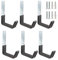 PYBTOOL Heavy Duty Steel Garage Storage Hooks, 6 Pack, Black, 50 lbs Capacity, Wall Mount, Small (9 x 12 cm)