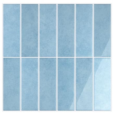 VEELIKE 3d Fliesenaufkleber Blau Rechteckig Klebefliesen Küche Fliesenfolie Badezimmer Selbstklebende Fliesen Küchenrückwand Wäschereien Wandfliesen Wasserfest Abnehmbar 30.5cm×30.5cm 12 Stück