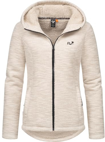 Ragwear Damen weiche Strickjacke leichte Übergangsjacke mit kuscheligem Teddyfleece und Kapuze Lyshka Melange YOUMODO XS-6XL