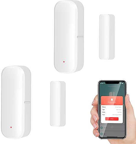 Sensore WiFi Smart per porte e finestre, allarme rilevatore wireless di porte e finestre, Smart Sensore di contatto per porte e finestre per la sicurezza domestica compatibile con Alexa.2PCS