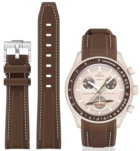 BONACE Armband für Swatch Omega, gebogenes Silikonarmband, kompatibel mit Omega X Swatch 20 mm Watch, Omega Swatch Moonswatch Speedmaster Uhrenersatz, keine Lücken, für Herren und Damen