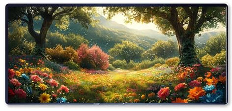 forêt Tapis de Souris Fleur Tapis Souris XXL 900x400x3 MM Tapis de Souris Gaming Accessoire, Lavable, Caoutchouc Antidérapante, Haute Précision et Vitesse, Surface Antidérapante Tapis, pour Gamer