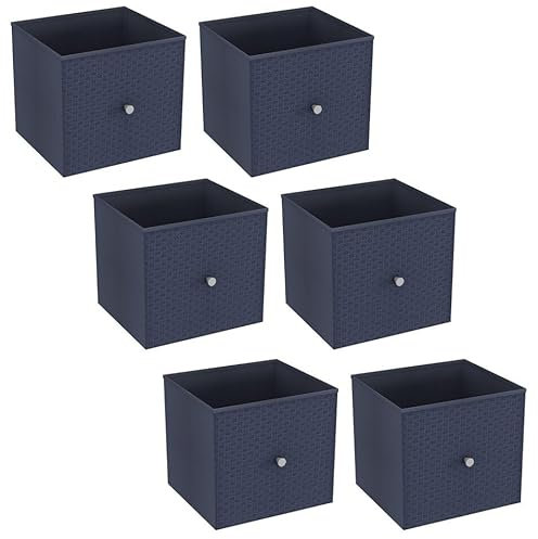 URBNLIVING Set of 1/4/6 Foldable 27cm Woven Fabric Storage Cube Box Drawer Insert Basket with Handle - Multi Colourful Collapsible Toy Arts & Crafts Bins, Durable and Lightweight for Home Office