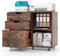 COSTWAY Rollcontainer mit 3 Schubladen, Aktenschrank mit Rollen und offenen Fächern, Druckerständer, Büroschrank für Dokumente in DIN A4-, Letter-Format, Legal-Format (Rustikal Braun)