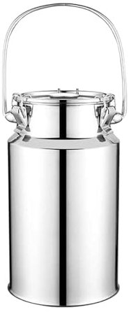 3-15L Milchkanne, 201 Edelstahl Metall Wasser Getränk Getränkespender Milcheimer Isolierkanne Mit Versiegeltem Deckel Für Milch Wein Öl, Silber, 5L