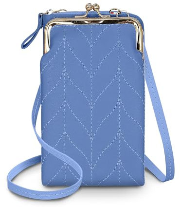 AfitLulu Crossbody Bag - Custodia da donna in pelle PU, con portafoglio da appendere, elegante borsa a tracolla da donna con cinturino rimovibile per telefoni cellulari, Blu, Mittelgroße