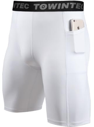 Towintec Herren Kompressionsshorts Läuft Kurz Schnelltrocknendes Baselayer-Hosen Atmungsaktive Basketball Basisschicht Sporthose Tights Basketball Unterhose Sportlich Leggings mit Handytasche