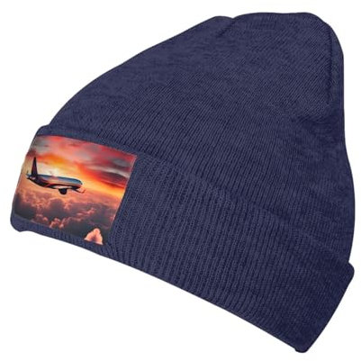 Unsere Strickmützen mit Flugzeug-Sonnenuntergängen sind nicht nur warm, sondern auch modisch (6 Farben), Marineblau, Einheitsgröße