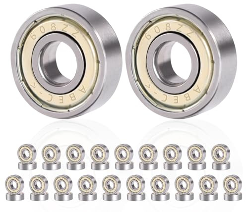 Bubuny 608 ZZ Kugellager, 40 Stk 608zz Kugellager 8x22x7mm Metall Double Shielded Miniatur Rillenkugellager für Skateboard Roller Inline Skates, Hitzebeständig Kugellager