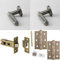Door Handle & Latch Set Antique Brass Knurled Premium Rounded Lever Round Plain On Rose