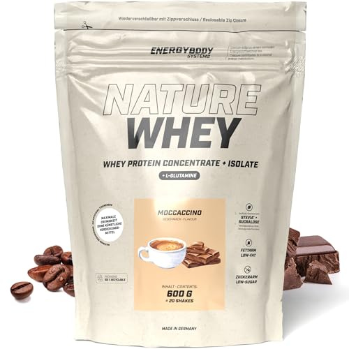 Energybody Nature Whey Isolate Moccaccino 600 g Beutel | zucker- und fettarmes Molkenproteinpulver, ohne künstliche Verdickungsmittel, Eiweiss Shake