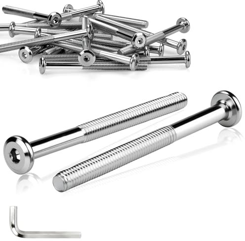 TXXATX Flachkopfschrauben M6x70 mm Möbelschrauben M6 Schrauben 20 Stück Linsenkopfschrauben Innensechskant Zylinderschrauben Stahl Verzinkt mit Hex Key für Betten Kinderbetten Stühle Kraftfahrzeuge