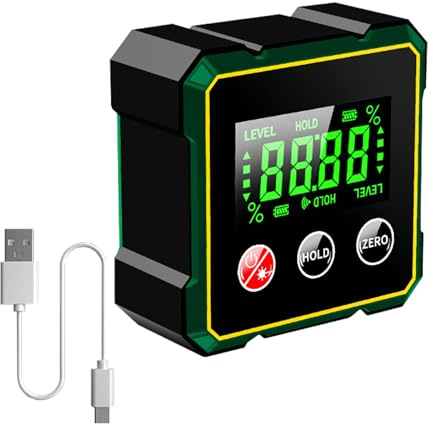 YZZT Cercatore angolare digitale magnetico con scatola di livello digitale e cercatore angolare digitale goniometro con mini inclinometro LCD per lavorazione del legno, edilizia e macchinari