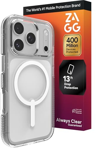 ZAGG Crystal Palace Case for iPhone 17 Pro - Clear, Drop Protection (13ft/4m), ClearGuard Anti‑Yellowing & Scratch‑Resistant, MagSafe & Wireless Charging Compatible