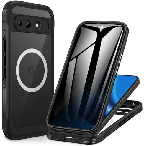 CENHUFO Sichtschutz Hülle für Google Pixel 10A, Magnetisch Handyhülle mit Eingebautem 9H Panzerglas Privacy Displayschutz und Kameraschutz 360 Grad Schutzhülle Stoßfest Panzerhüll Cover Case -Schwarz