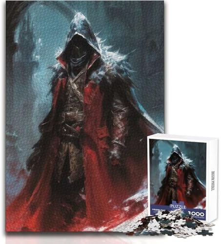 1000-teiliges Puzzle „Dunkler Krieger der Assassinen“–Ideal für gemütliche Stunden zu Hause–Robustes und präzises Steckpuzzle–Größe:38x26cm