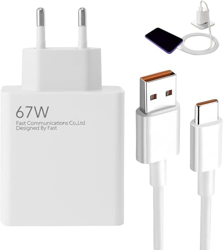 Cargador rápido de 67W para Xiaomi con Cable USB C de 1.5m Adaptador de 67W para Xiaomi Redmi Note 14 Pro,15T 15 14 Poco X7 Pro F7 Ultra, Disponible para Otras Marcas.
