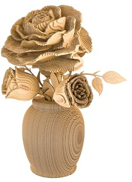 CARTONIC Roses Puzzle 3D en Carton – Maquette à Monter | 212 Pièces, 23 × 14 × 14 cm – Kit Sculpture DIY à Peindre, Matériaux Recyclés, Ados & Adultes, Idée Cadeau Déco