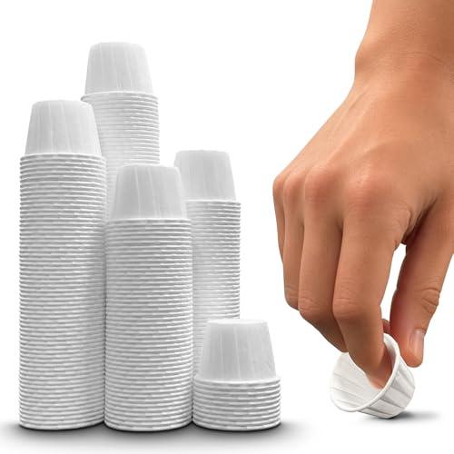 Pack of 250pc DryFox 28ml/1 Oz Wax Paper Pots | Disposable Waxed Fluid Grease Oil Resistant Paper Cups. Ideal for Medication, Sauces, Condiments, Cosmetics, Crafts, Food Sampling, Tattoo