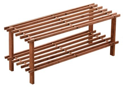 Premier Housewares Latten-Schuhregal, 2-stöckig, 30 x 74 x 26 cm, Dunkles Zedernholz