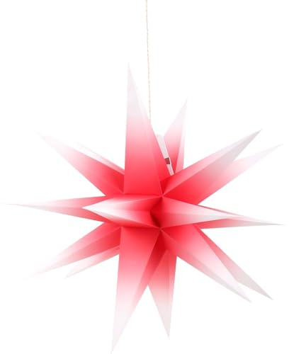 Annaberger Faltstern 58cm rot mit weißen Spitzen - Faltstern-Weihnachtsdeko - Papierzweig - Weihnachten