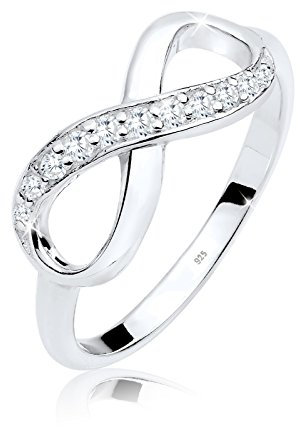 Elli Ring Damen Infinity Symbol Unendlichkeit Trend mit Zirkonia Kristalle in 925 Sterling Silber