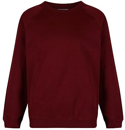 Trutex Crew Neck School Sweatshirt (1-16+ Years), Unisex School Uniform Boys and Girls, Standard Fit School Jumpers for Boys and Girls, School Sweatshirt Kids - Genuine School Uniform Maroon