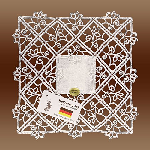 kollektion MT Deckchen Sissi quadratisch 27cm | Echte Vogtländischer Spitze Tischdeko Tischwäsche