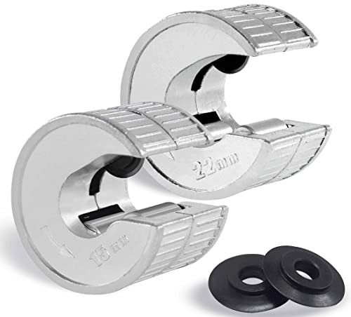 HAUTMEC Taglierina Tubolare Tagliatubi Automatica per Tubature Tagliate Fettuccia per Tubi da 15 e 22 mm Twin Con 2 Pezzi di Ricambio PL7261701
