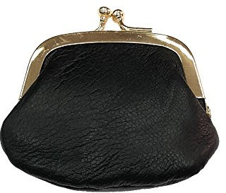 LOLUNA® Mini Porte-Monnaie Femme Cuir véritable Agneau Souple - Fermoir Clic Clac - Couleurs au Choix - Noir