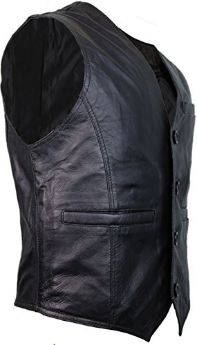 MDM Klassische Herren Lederweste aus echtem Lamm Nappa Leder, schwarz (Gr. 3XL)