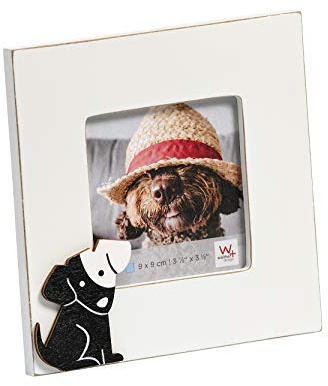 walther design Bilderrahmen weiss 9 x 9 cm aus Holz, Hund CD909W