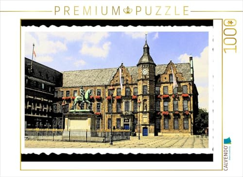 CALVENDO Puzzle Rathaus auf dem Burgplatz mit Jan-Wellem-Denkmal | 1000 Teile Lege-Größe 64 x 48 cm Foto-Puzzle für glückliche Stunden