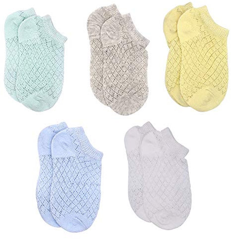Confezione da 5 calzini sottili in cotone per neonati e ragazzi, in rete, confezione multipla, multicolore, 1-3 Years