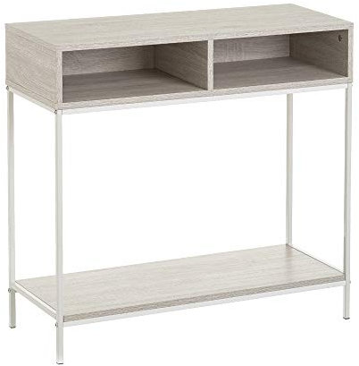 LOLAhome | Mueble Recibidor | Consola Auxiliar| Mesa Estrecha y Alta para Entrada Salón Habitación o Cocina Madera y Metal | 75x80x30 cm Madera Blanco