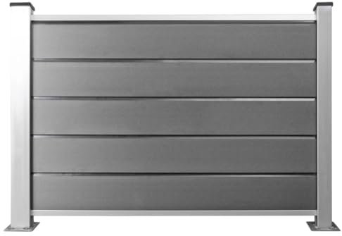 HORI® Design WPC Sichtschutz Anbauelement Halbhoch | Stecksystem | Zaun | Garten | Gartenzaun | Lamellenzaun | Windschutz | Zaunelemente | Aufschrauben Grau