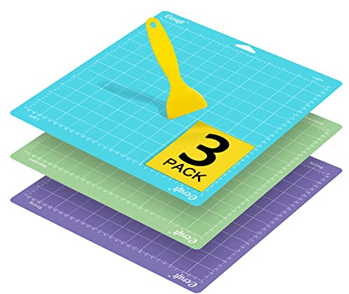 Ecraft Alfombrilla de corte de 30,5 x 30,5 cm para Cricut, incluye adhesivo (fuerte/estándar/ligero) (paquete de 3) alfombrillas de corte cuadradas flexibles de repuesto para manualidades, costura y