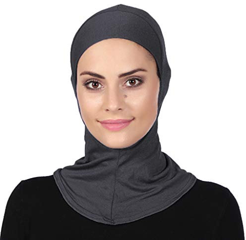 DAMILY Kopftuch Damen Hijab Jersey Khimar Niqab Kopftücher Stretch Modal Sport Hijab Full Neck Abdeckung Untertuch für Frauen Muslimische Grau