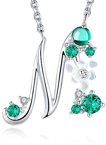 VIKI LYNN Damen Initiale Halskette Buchstabe A-Z Alphabet Anhänger Schmuck 925 Sterling Silber und Zirkonia Anfangsbuchstaben Personalisierte Geschenke für Mädchen Frauen